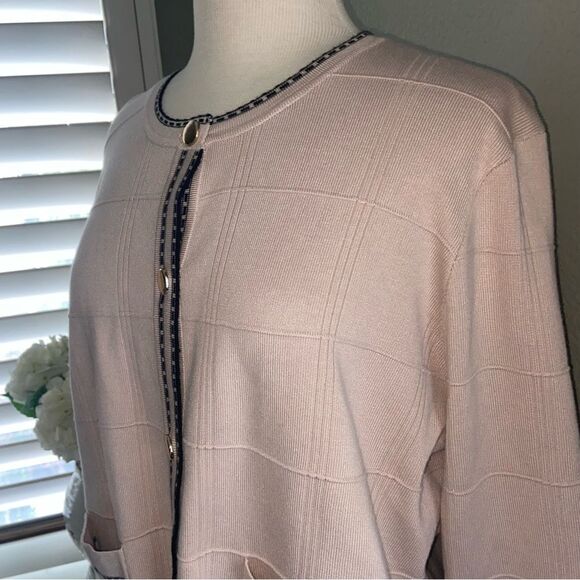 Tipped Button Front Cardigan Champagne Blush/ Black XL NWT - Picture 8 of 11